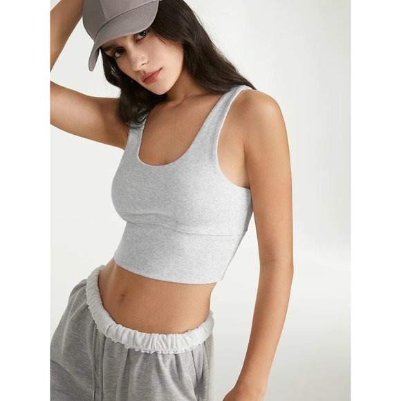 Womens Shirt Womens XS Brown Cropped Light Ribbed Sports Tank Top Racerback - Picture 1 of 5